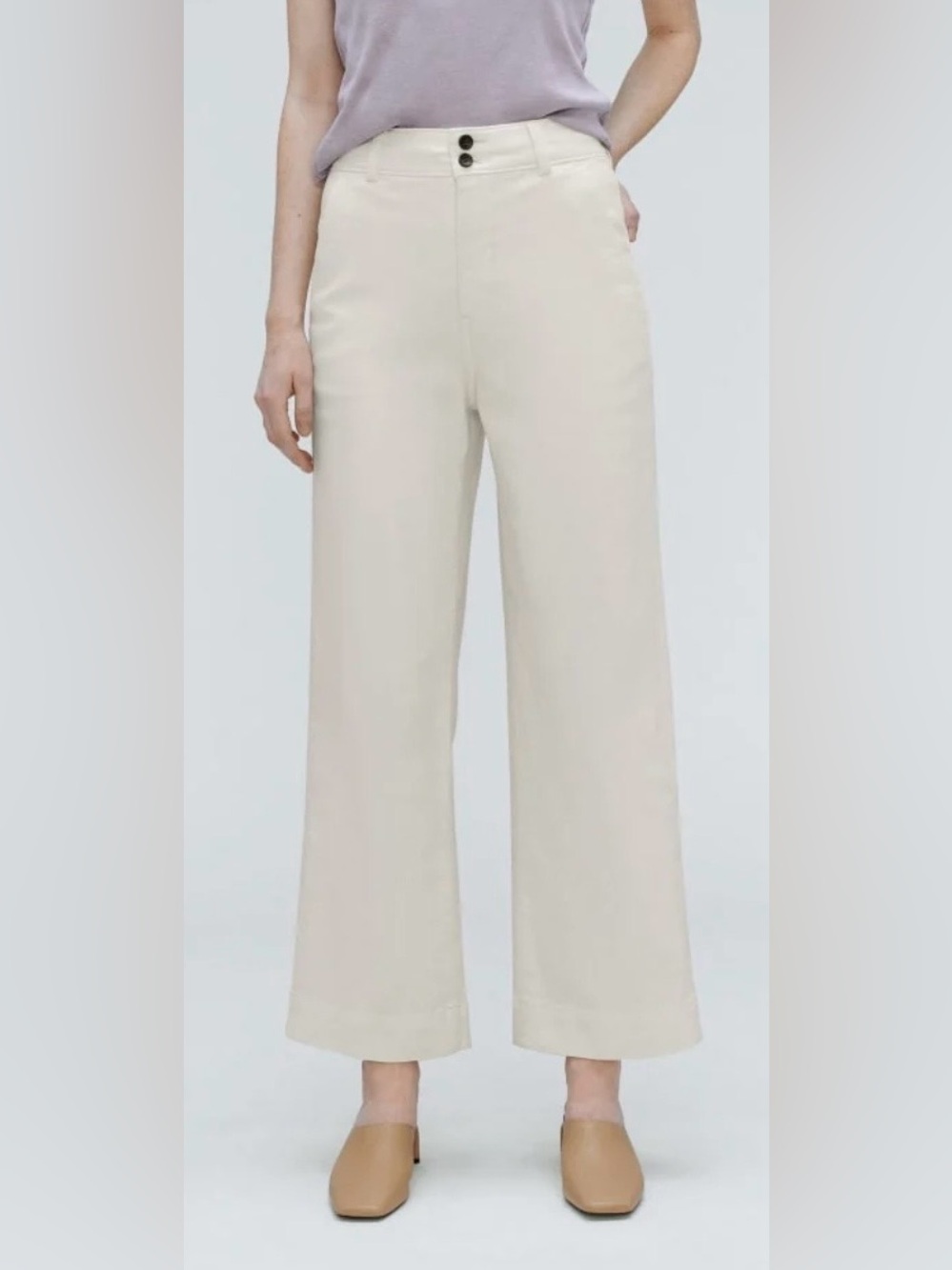 Everlane Organic Wide-Leg Pant in Bone